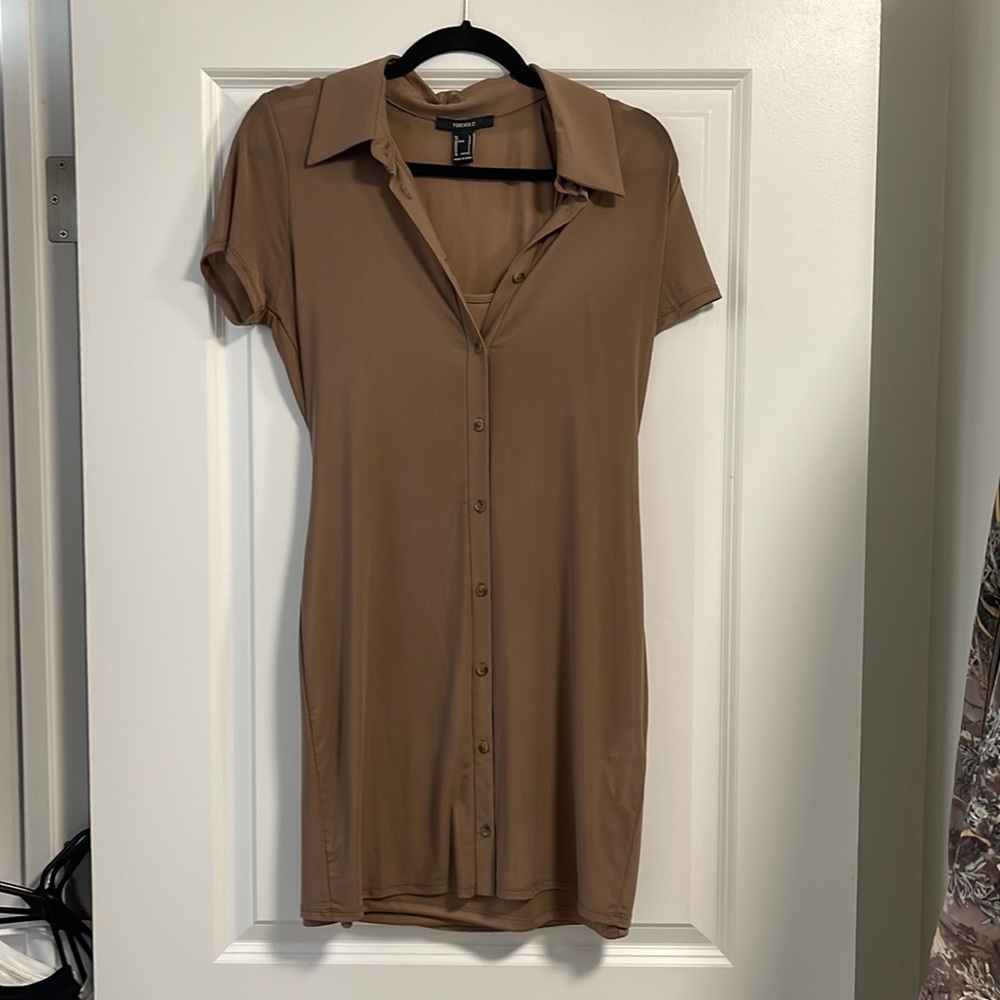 Brown button down dress